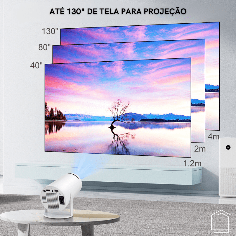 Projetor Portátil 4K 1080p Cinema em Casa Ultra HD Castiliani