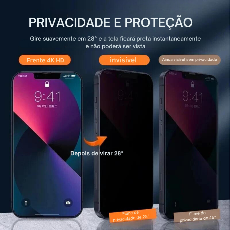 Película p/ iPhone 8k com Tela de Privacidade