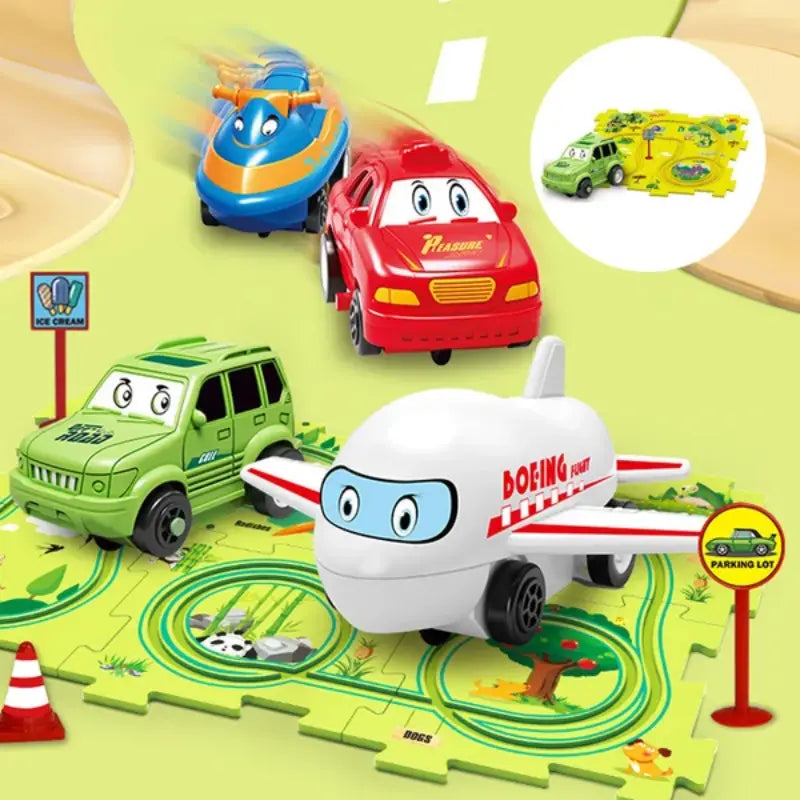 Quebra-cabeça Educacional Infantil - Conjunto Jogo de Carro com Pista