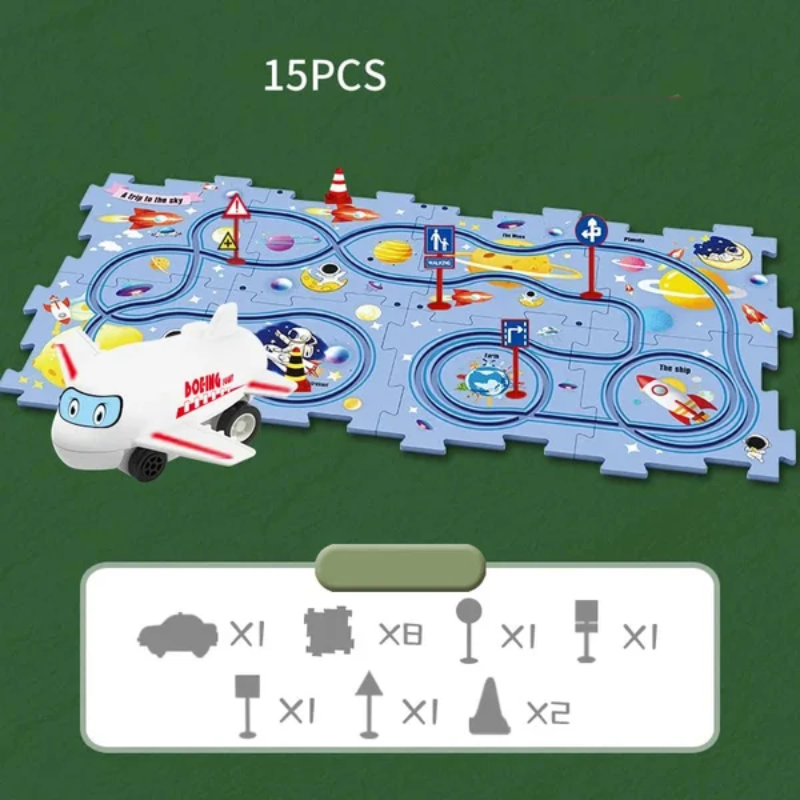 Quebra-cabeça Educacional Infantil - Conjunto Jogo de Carro com Pista