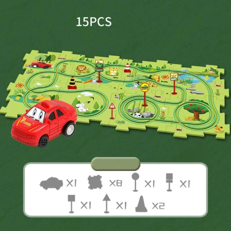 Quebra-cabeça Educacional Infantil - Conjunto Jogo de Carro com Pista