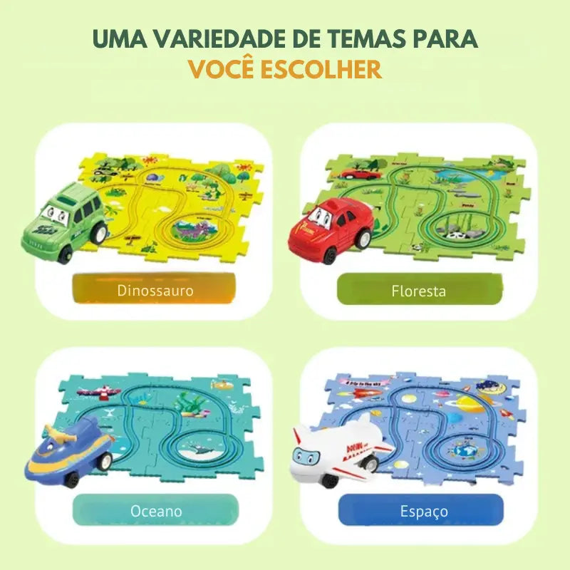 Quebra-cabeça Educacional Infantil - Conjunto Jogo de Carro com Pista