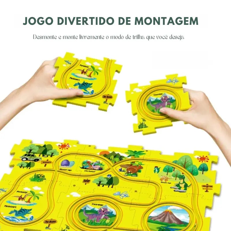 Quebra-cabeça Educacional Infantil - Conjunto Jogo de Carro com Pista