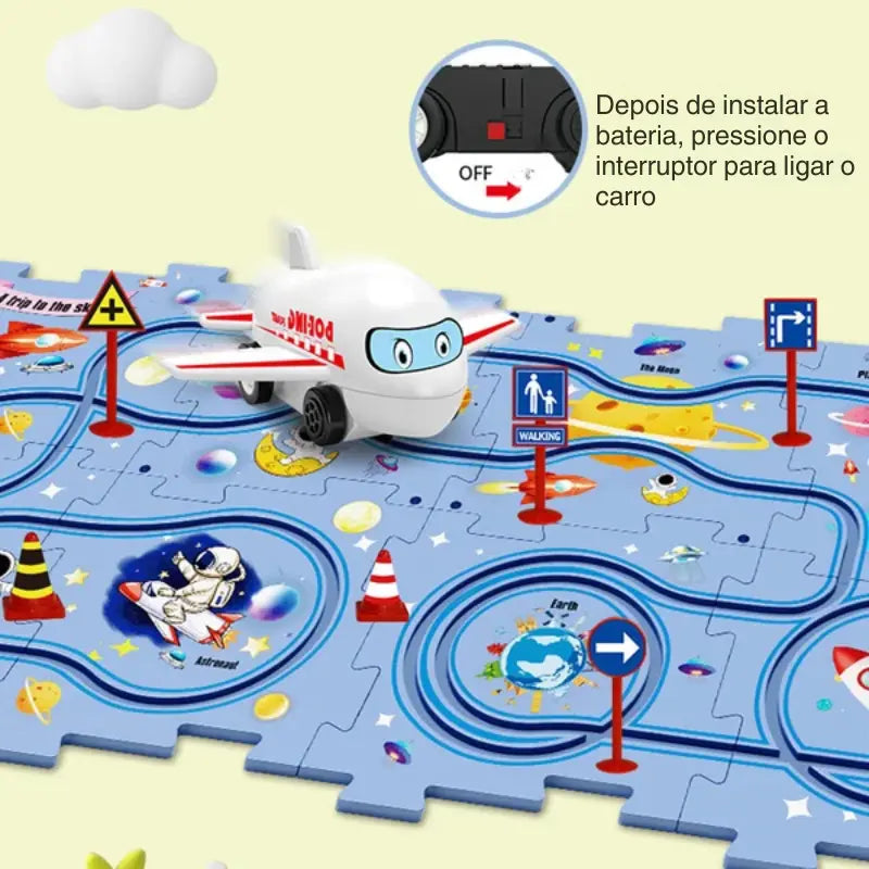 Quebra-cabeça Educacional Infantil - Conjunto Jogo de Carro com Pista