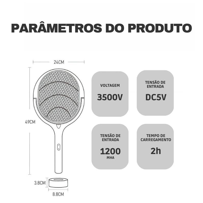 Raquete Elétrica Armadilha Mata Mosquito Polihousi