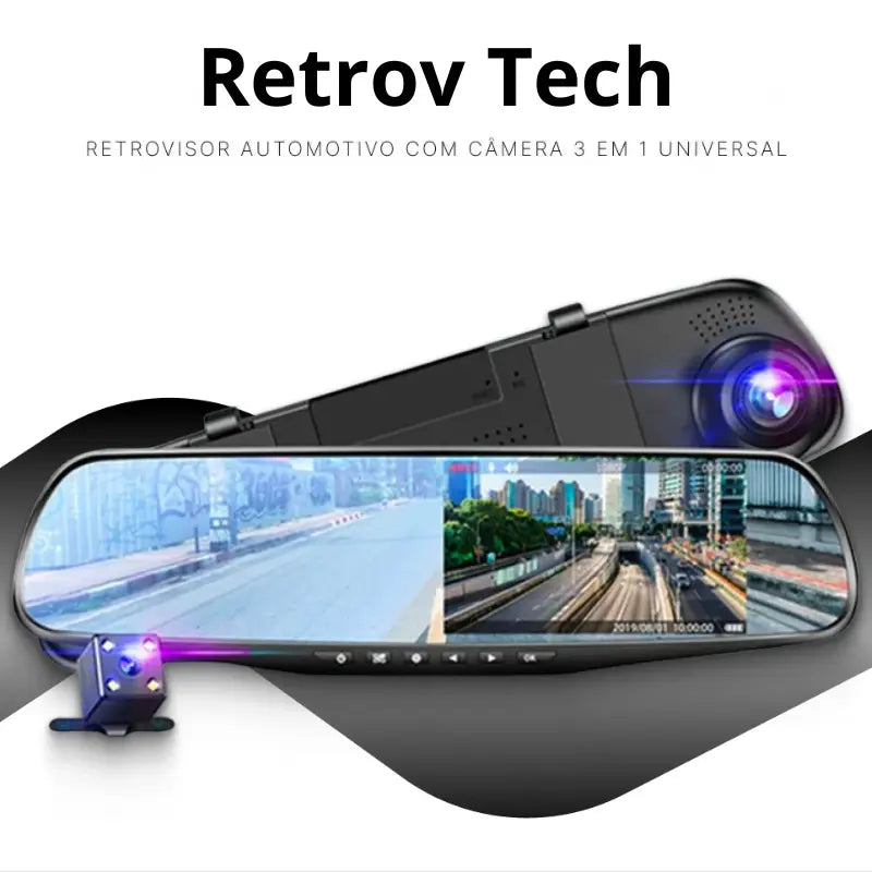 Retrovisor Universal Carro 3 em 1  - Retrov Tech