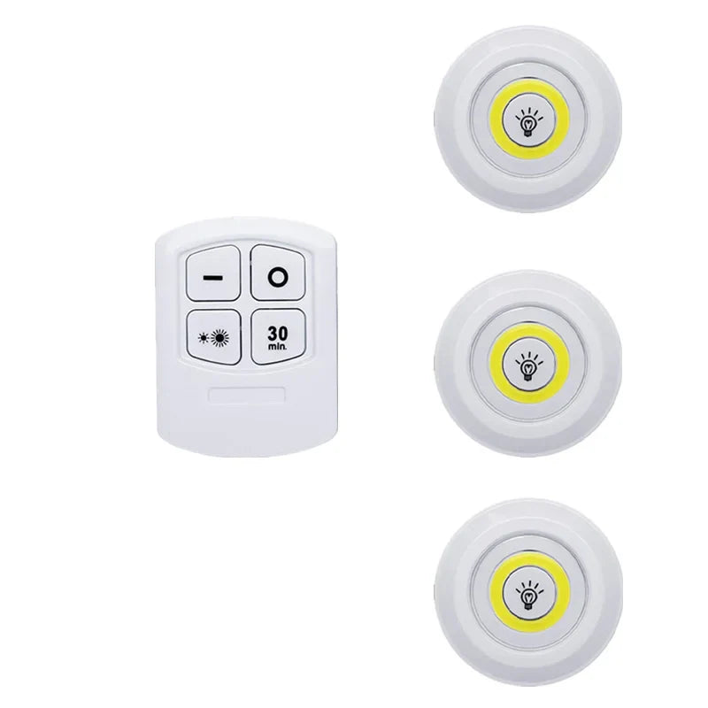 Smart Wireless Round LED Light, Lâmpadas reguláveis, Iluminação para o quarto, Cozinha, Under-Furniture, Roupeiro, Controle remoto