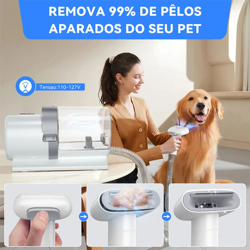 Aspirador de pelos pet Multifuncional. Apara, Aspira e Remove