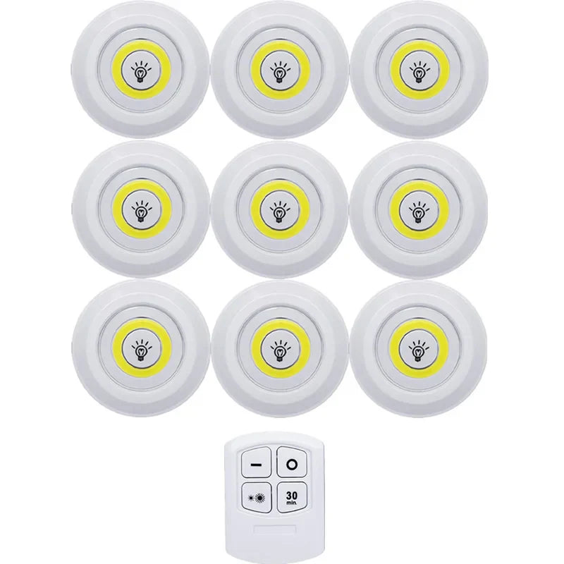 Smart Wireless Round LED Light, Lâmpadas reguláveis, Iluminação para o quarto, Cozinha, Under-Furniture, Roupeiro, Controle remoto