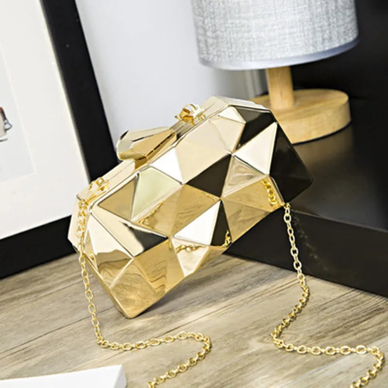 Bolsa Feminina Clucth Vintage Gold