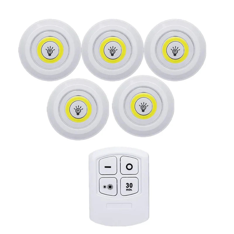 Smart Wireless Round LED Light, Lâmpadas reguláveis, Iluminação para o quarto, Cozinha, Under-Furniture, Roupeiro, Controle remoto