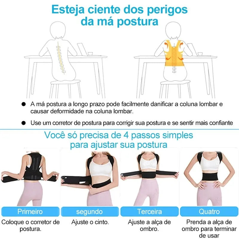 Corretor Postural Ajustável Unissex | Corrija sua Postura - Coluna melhor que antes