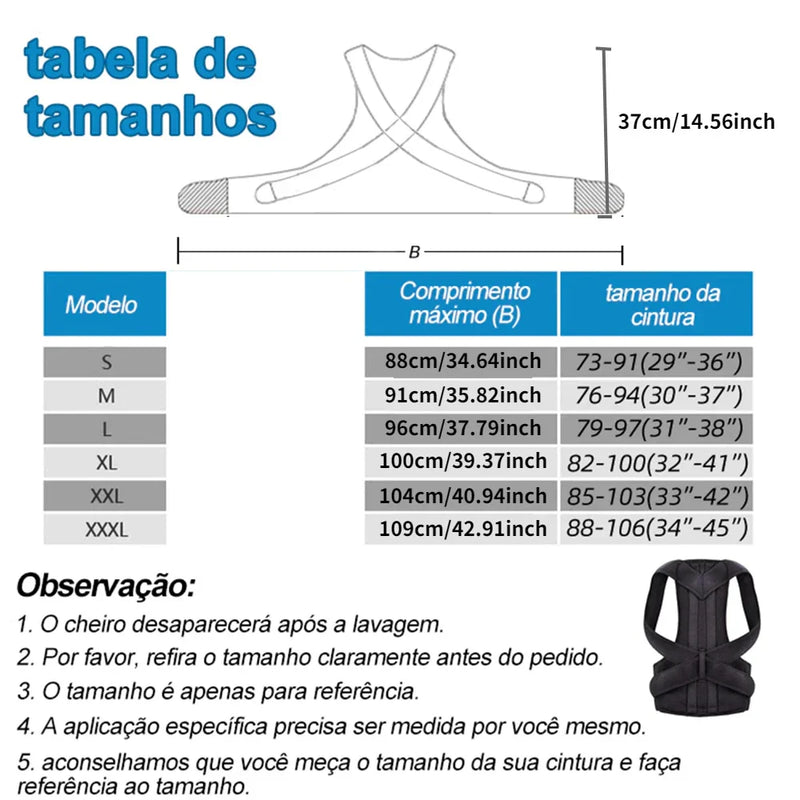 Corretor Postural Ajustável Unissex | Corrija sua Postura - Coluna melhor que antes