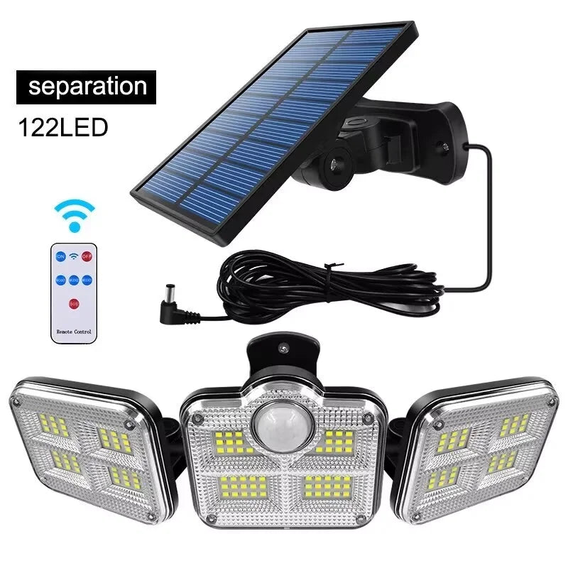 Refletor Led Solar Com 3 Cabeças Led IP65 à Prova d'água