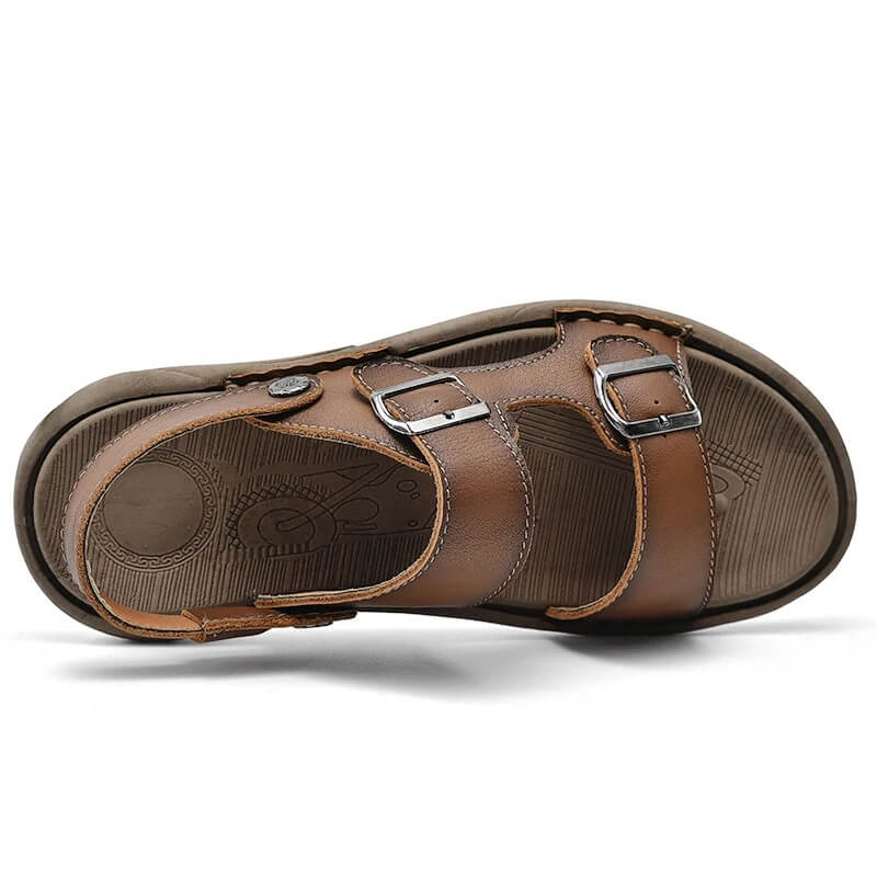 Sandália de Couro Masculina Comfort Fivela Marrom