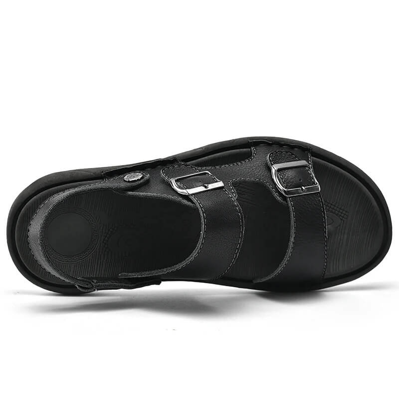 Sandália de Couro Masculina Comfort Fivela Preto