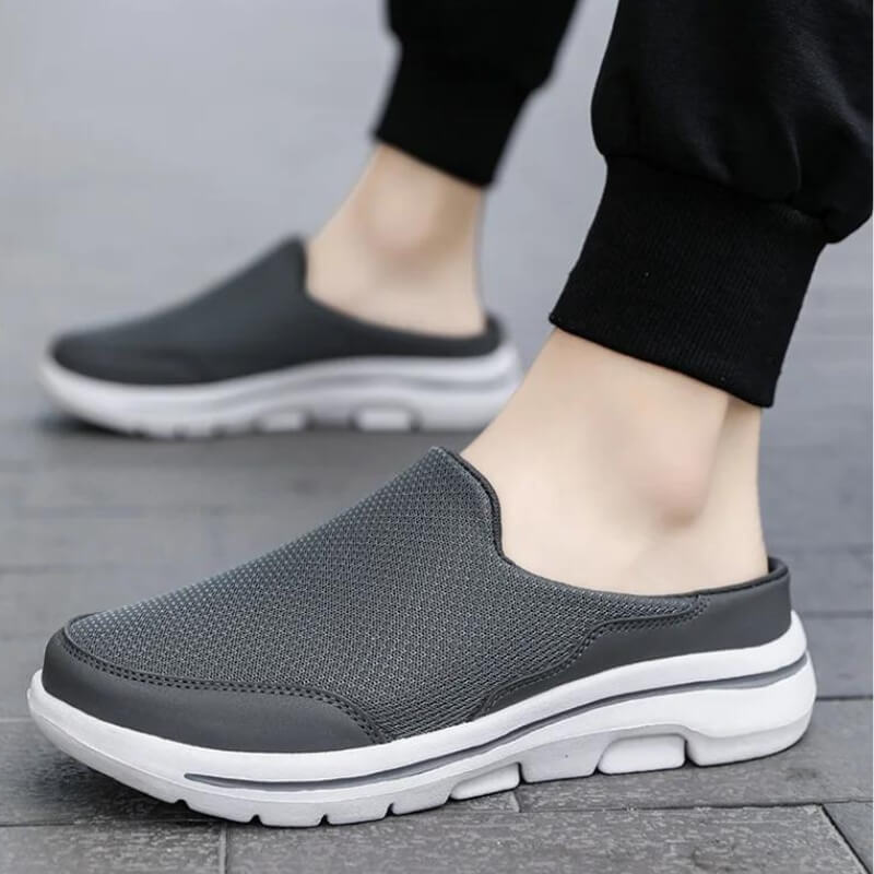 Tênis Mule Casual Masculino Slip On Antiodor Ortopédico Cinza