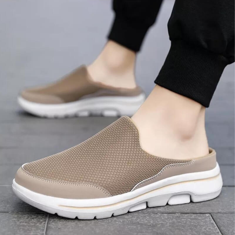 Tênis Mule Casual Masculino Slip On Antiodor Ortopédico Bege