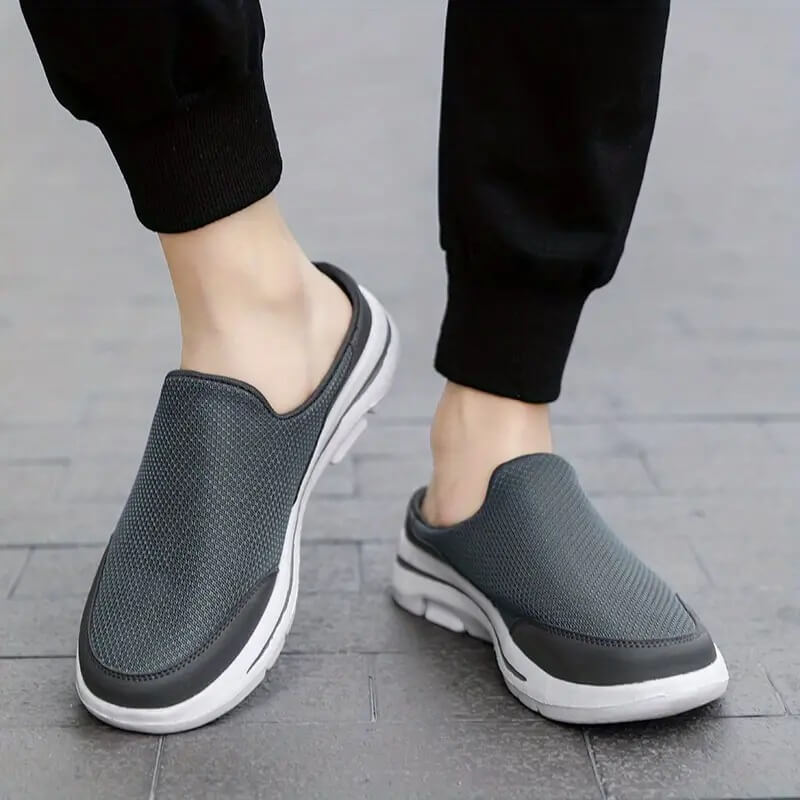 Tênis Mule Casual Masculino Slip On Antiodor Ortopédico Cinza