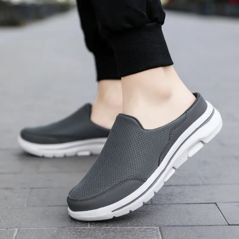 Tênis Mule Casual Masculino Slip On Antiodor Ortopédico Cinza