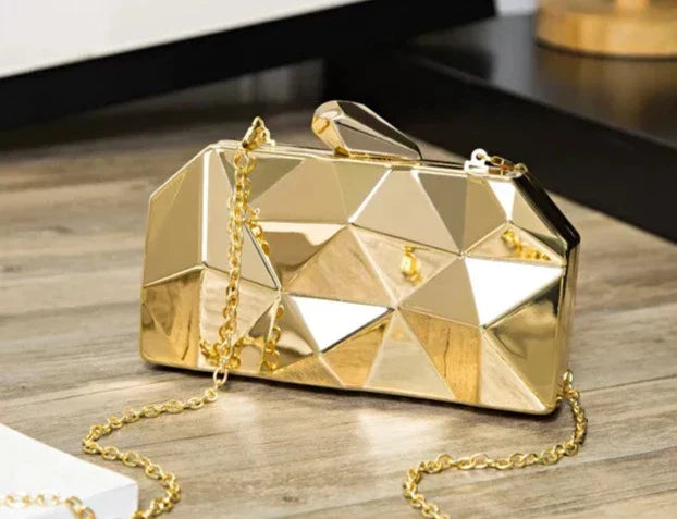 Bolsa Feminina Clucth Vintage Gold