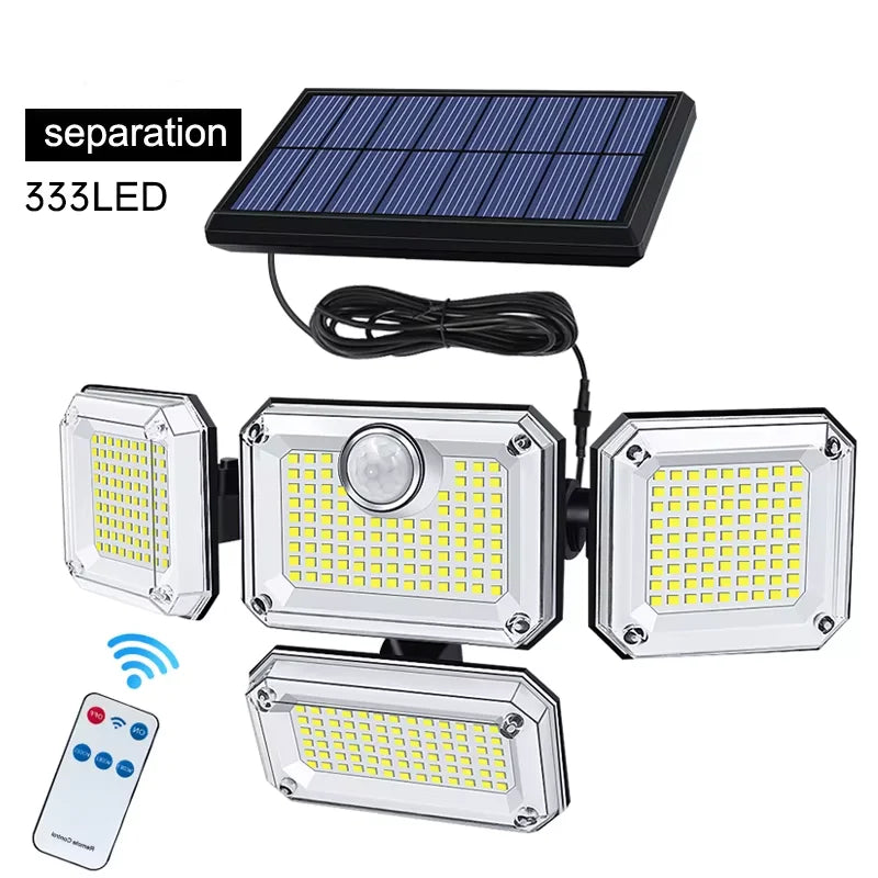 Refletor Led Solar Com 3 Cabeças Led IP65 à Prova d'água