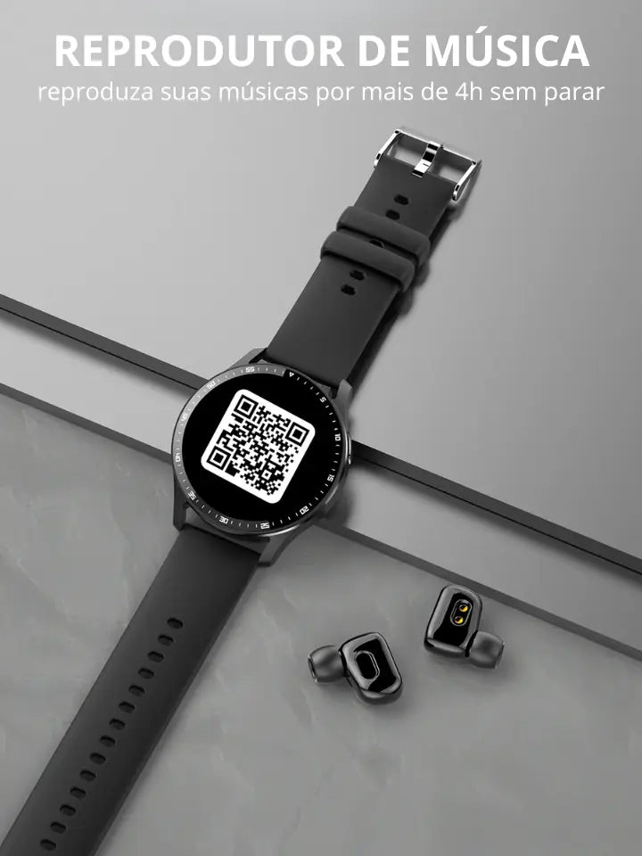 Smartwatch À Prova D'água 2 em 1 Fones de Ouvido Bluetooth - Airwatch