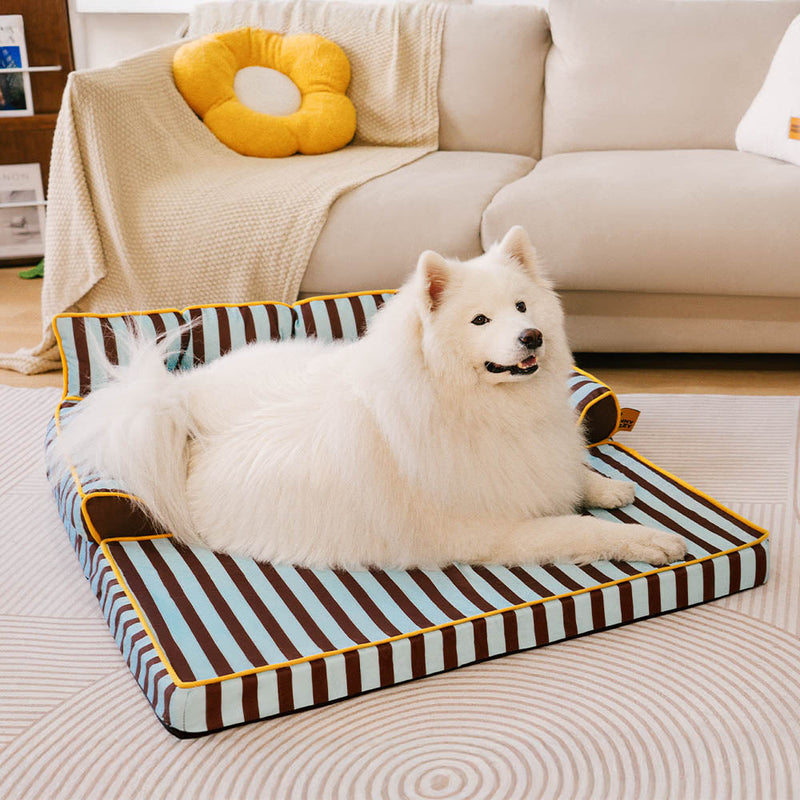 Sofá-cama dobrável para cães, listrado e repelente de água, moderno - Sunny Siesta