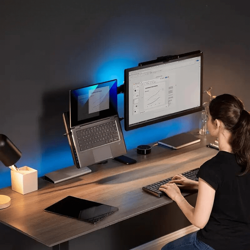 Suporte Monitor e Notebook Articulado para Mesa Polihousi