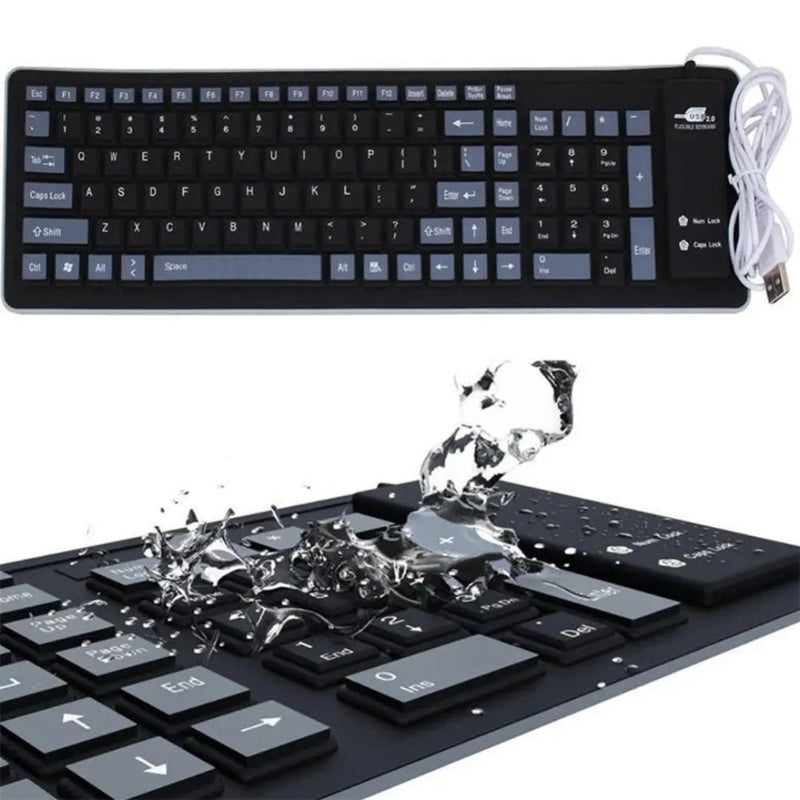 Teclado Portátil Dobrável de Silicone Impermeável