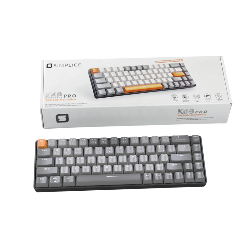 Teclado Mecânico K68 Sem Fios