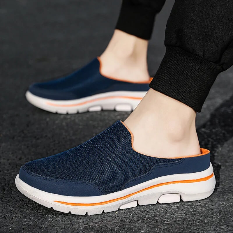 Tênis Mule Casual Masculino Slip On Antiodor Ortopédico Azul