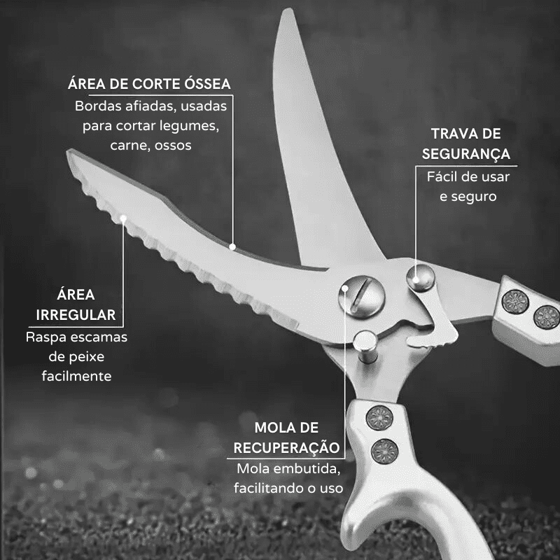 Tesoura de Cozinha Multiuso Inox Corta Tudo Polihousi
