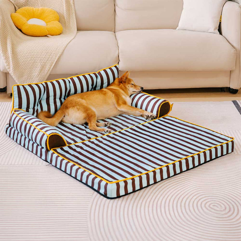 Sofá-cama dobrável para cães, listrado e repelente de água, moderno - Sunny Siesta