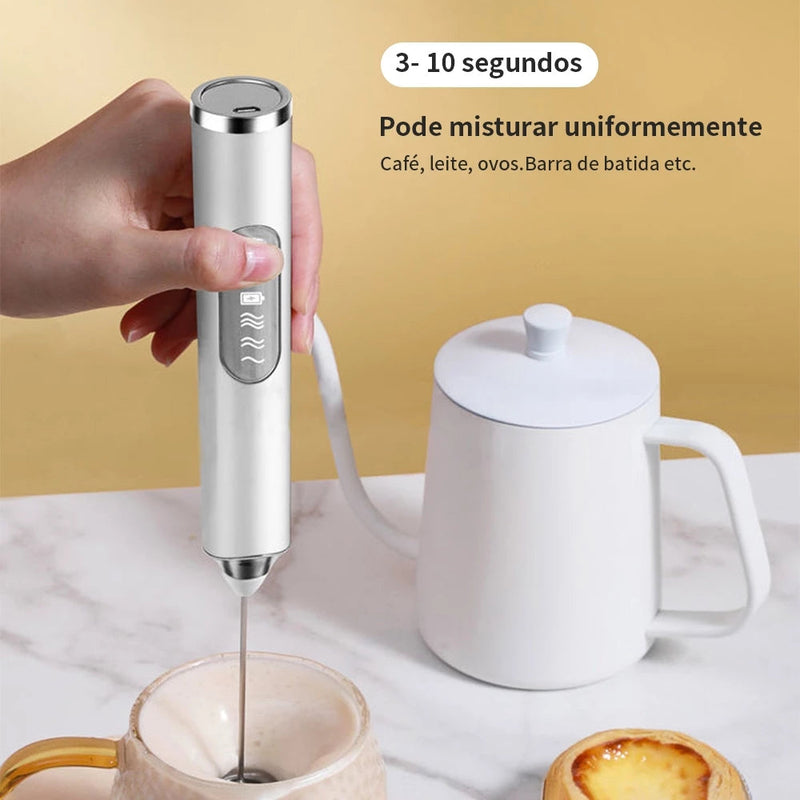 Batedor Misturador Mixer Elétrico Portátil | Para Bebidas Leite Café