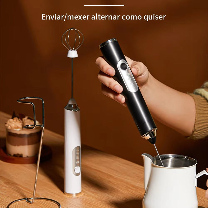 Batedor Misturador Mixer Elétrico Portátil | Para Bebidas Leite Café