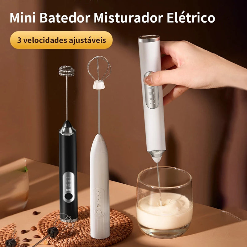 Batedor Misturador Mixer Elétrico Portátil | Para Bebidas Leite Café