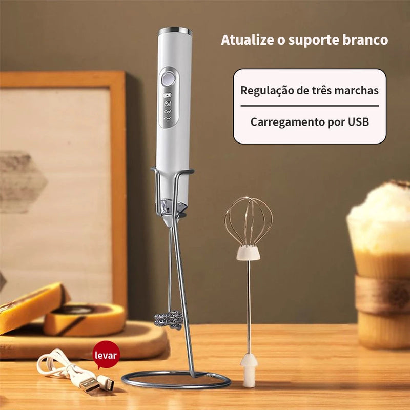 Batedor Misturador Mixer Elétrico Portátil | Para Bebidas Leite Café