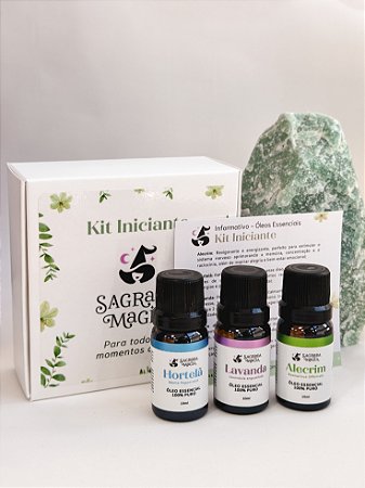 Kit de Óleos Essenciais Iniciante - Lavanda, Alecrim e Hortelã - Relaxamento, Alegria e Clareza Mental