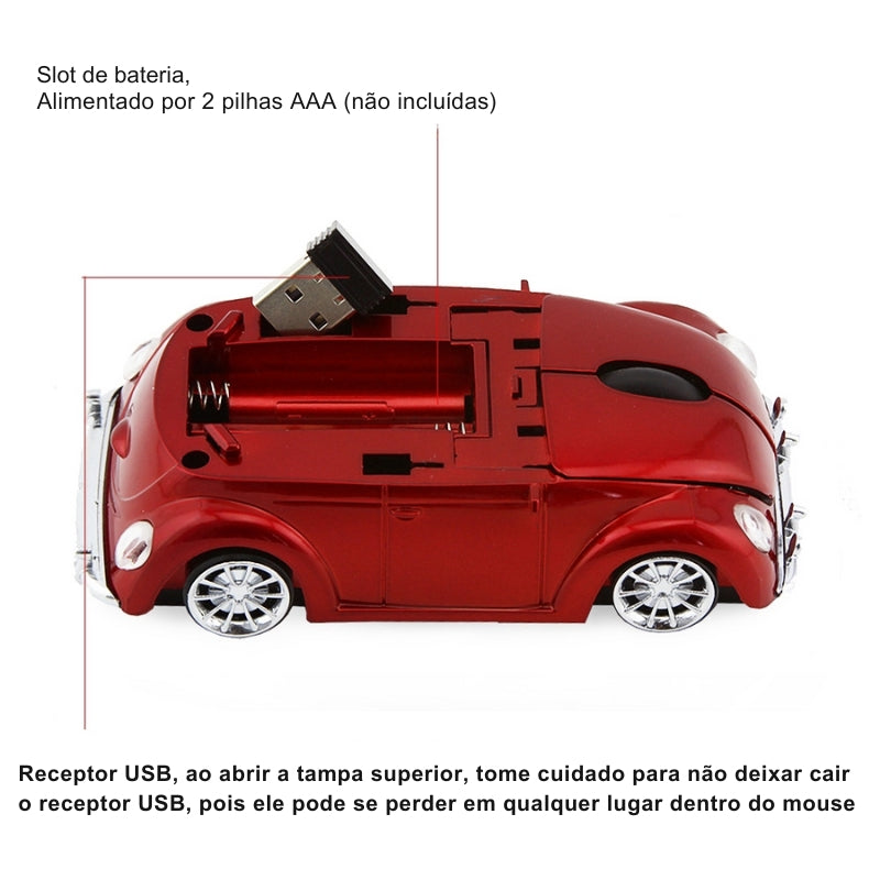 Mouse sem Fio Ergonômico - Fusca VW