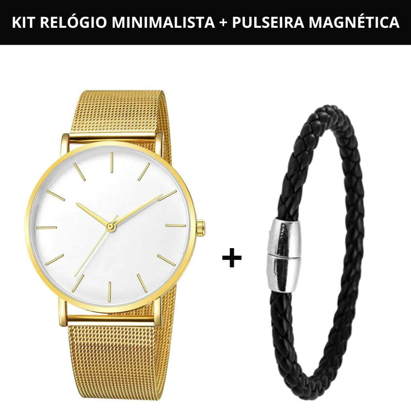 Relógio Masculino Minimalista [+ Pulseira de BRINDE]