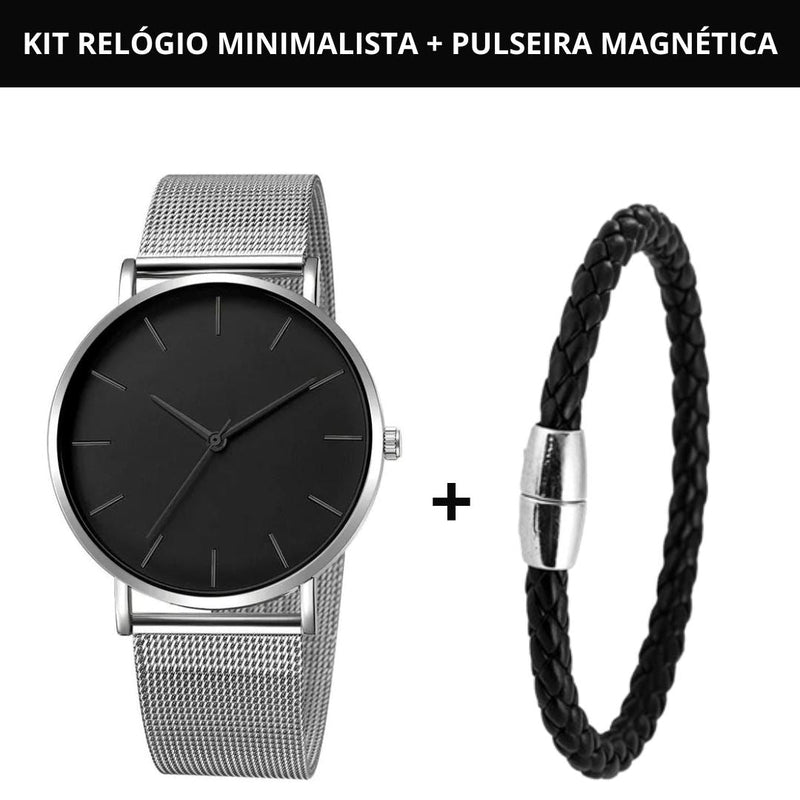 Relógio Masculino Minimalista [+ Pulseira de BRINDE]