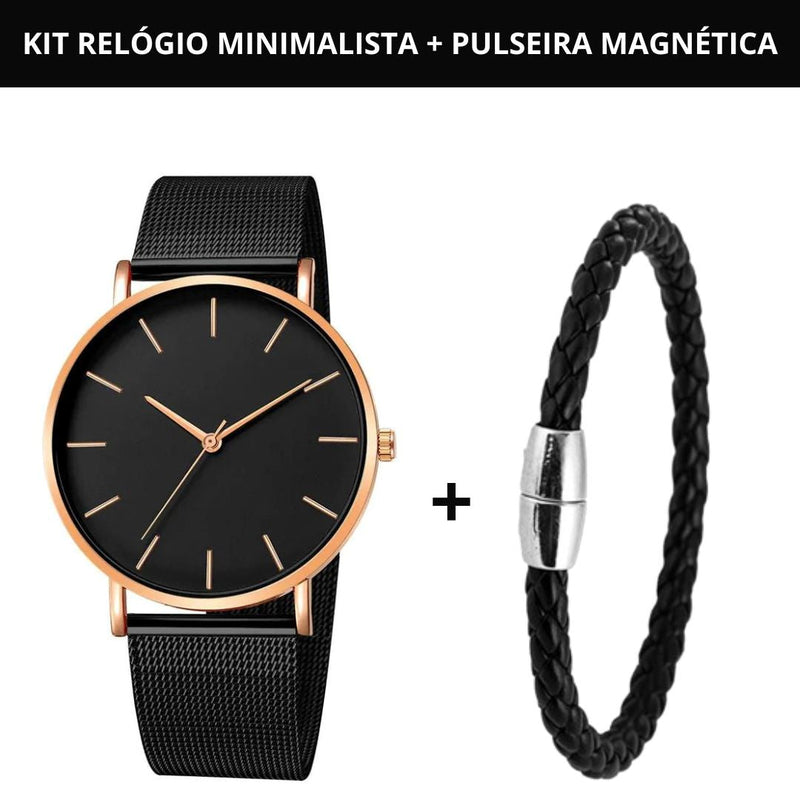 Relógio Masculino Minimalista [+ Pulseira de BRINDE]