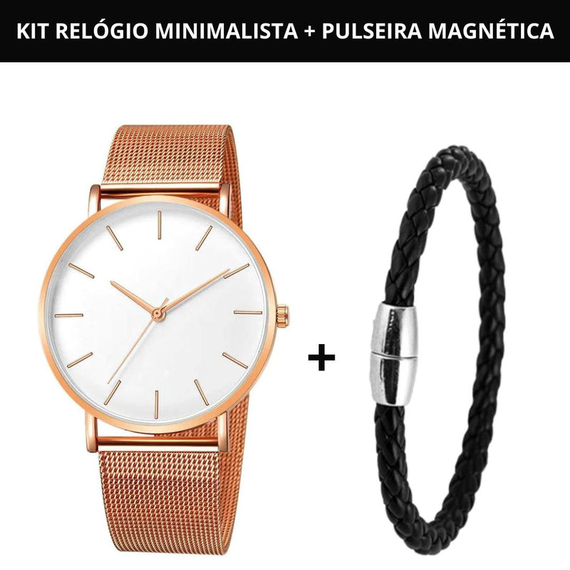 Relógio Masculino Minimalista [+ Pulseira de BRINDE]