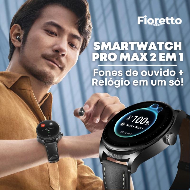 SmartWatch ProMax 2 em 1 | Relógio + Fone sem fio Ultra Beat (À Prova D'água)