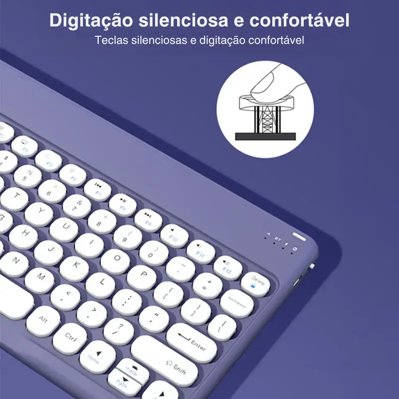 Teclado e Mouse Sem Fio Para Tablet Bluetooth Portátil Multifuncional