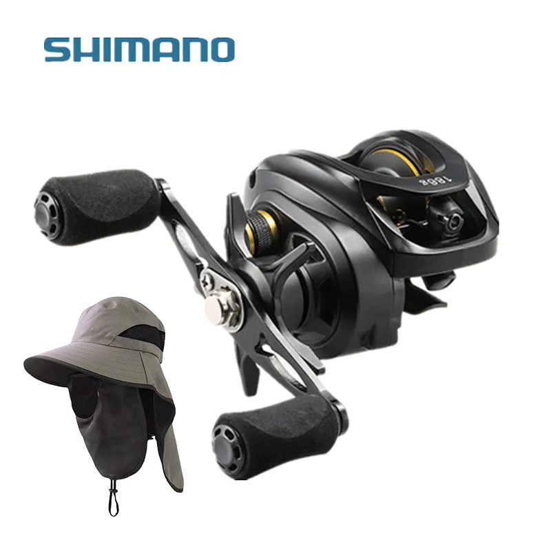 Carretilha Profissional Shimano 7.1:1 de Pesca com Freio Magnético + Chapéu de Pescador (BRINDE)