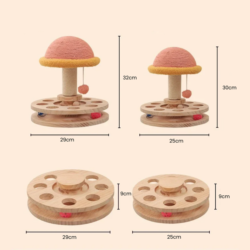 Brinquedo Mesa Giratória com Cogumelo Arranhador para Gatos